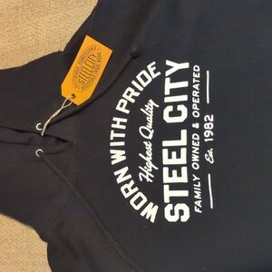 Mens Steel City Pittsburgh Brand Hooded Sweatshirt NWT Size Medium